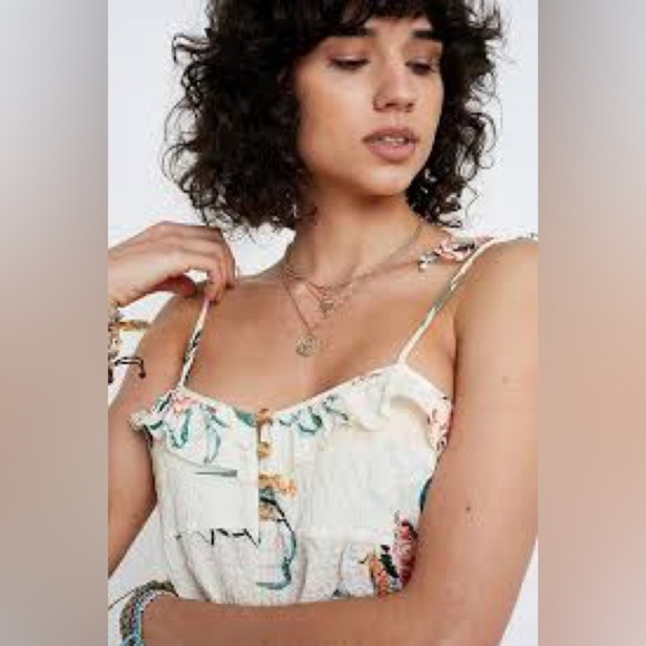 Urban Outfitters Highland Ruffle Tie-Shoulder Babydoll Playsuit Romper Size S - Picture 5 of 8